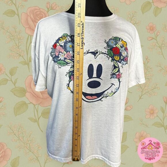 Disney Mickey Mouse Floral Tee - Size XL – Coquette Indie Casual - Picture 7 of 8